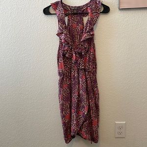 Pink purple yellow print dress